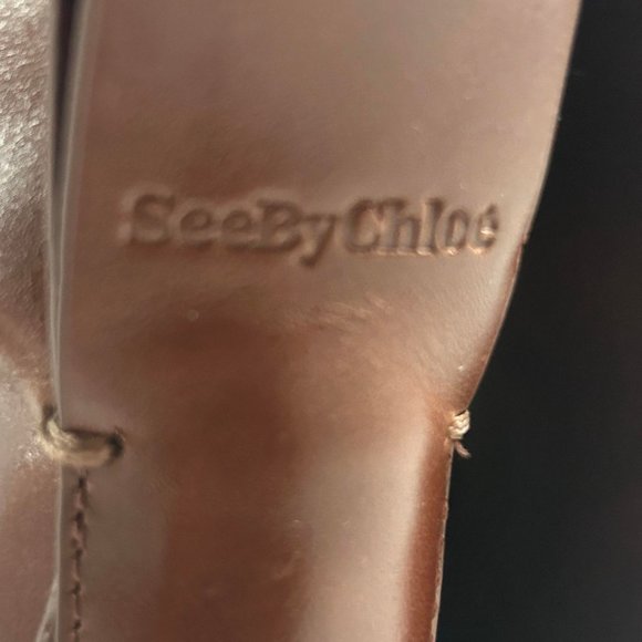 New See by Chloe brown lace trim leather boots sz 38 $450 - Picture 6 of 6